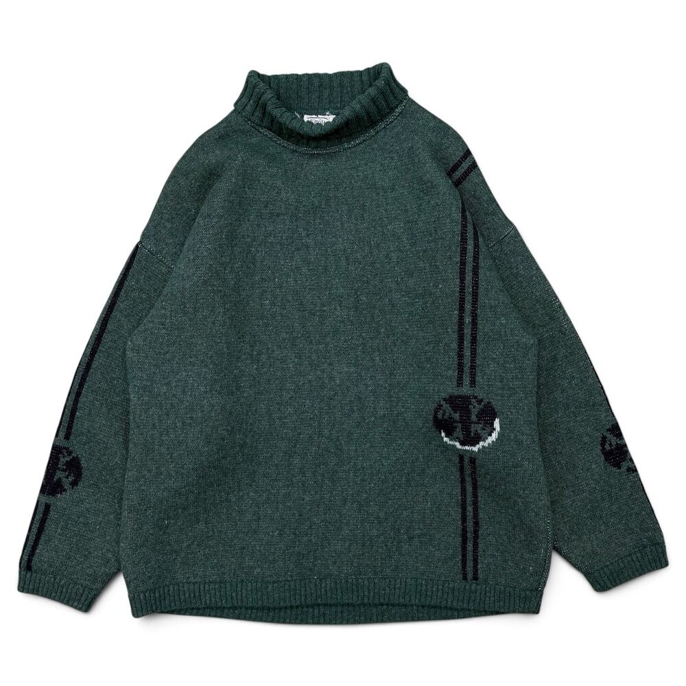 Vintage 90s 1996 Oxbow Skolpen Windbreaker Wool Sweater Oversize Green Surf Med